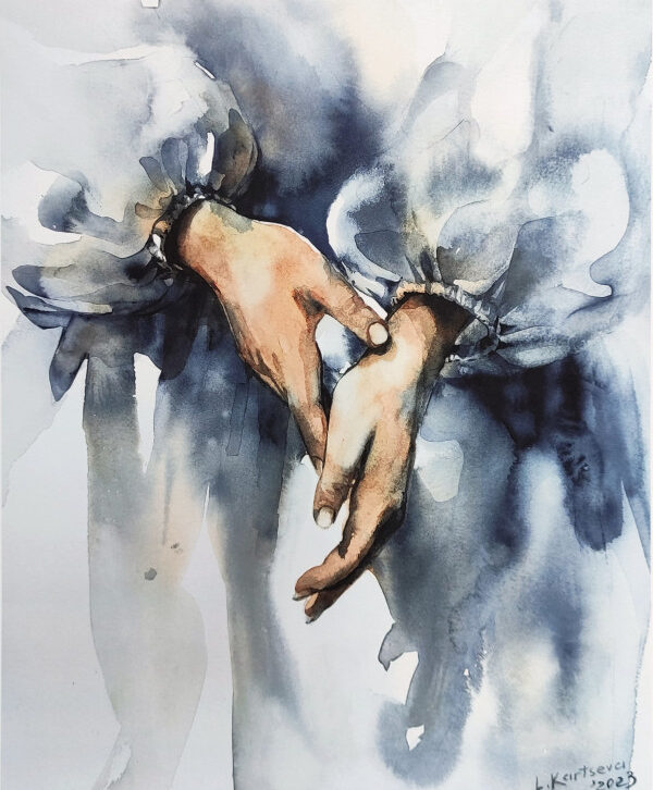 Hands watercolor painting