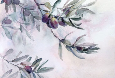 Olives watercolor painting