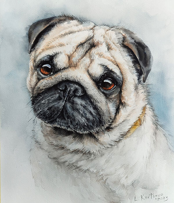 Dog watercolor painting