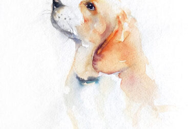 Puppy watercolor painting