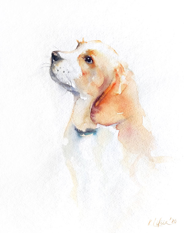 Puppy watercolor painting