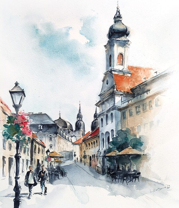 Trnava city watercolor painting
