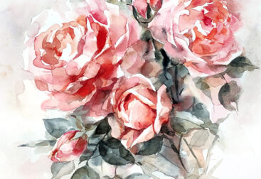 Roses watercolor painting