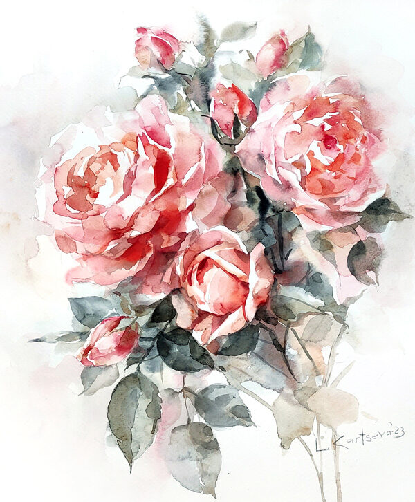 Roses watercolor painting